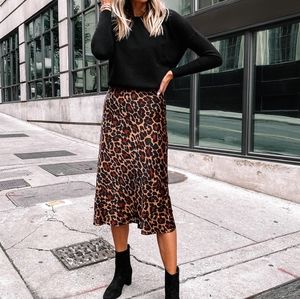 NWT J. Crew Leopard Marco Midi Skirt size L